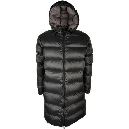 Lange Schwarze Daunenjacke mit Kapuze , Herren, Größe: M - Centogrammi - Modalova