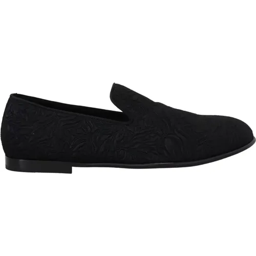 Schwarze florale Jacquard-Slipper Loafers Schuhe , Herren, Größe: 39 EU - Dolce & Gabbana - Modalova