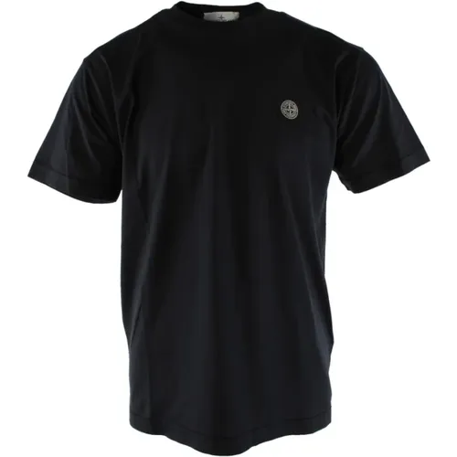 Navy Cotton T-shirt for Men , male, Sizes: XL, 2XL - Stone Island - Modalova