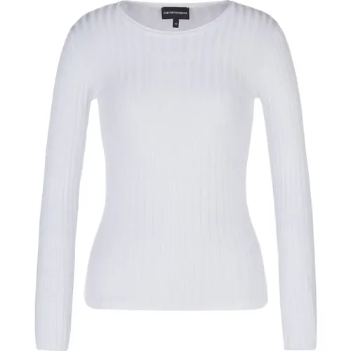 Ribbed Logo Oversize Long Sleeve T-Shirt , female, Sizes: M - Emporio Armani - Modalova