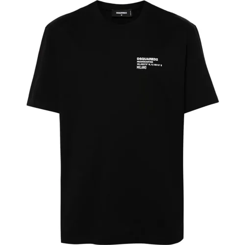 Schwarzes Baumwoll-T-Shirt mit Logo , Herren, Größe: 3XL - Dsquared2 - Modalova