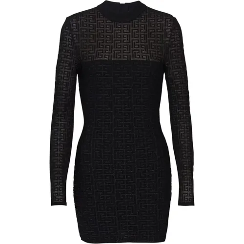 Kurzes Schwarzes Monogramm Kleid - Balmain - Modalova