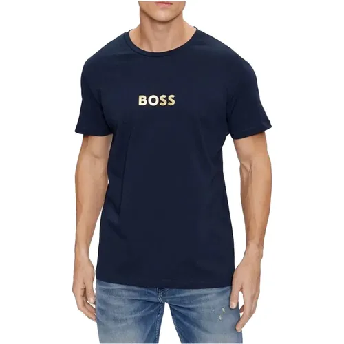 Blau Logo Baumwoll T-Shirt , Herren, Größe: S - Hugo Boss - Modalova