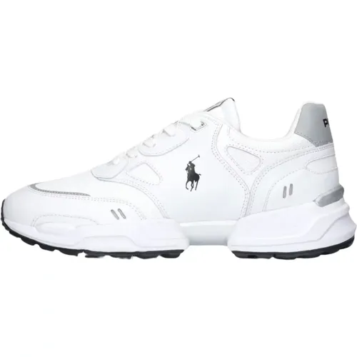 Weiße Leder Low Top Sneakers , Herren, Größe: 44 EU - Ralph Lauren - Modalova