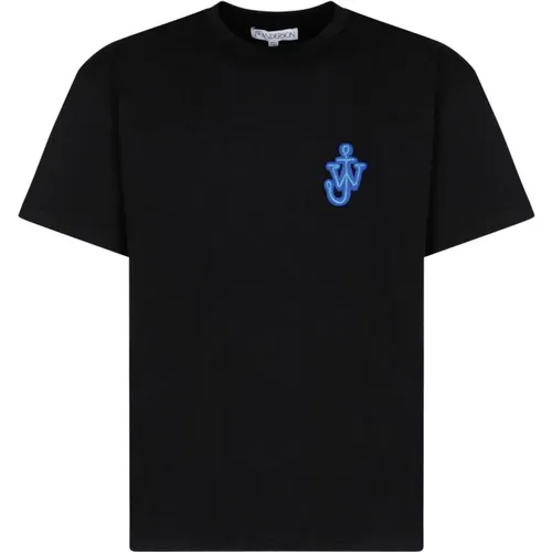 Schwarzes Baumwoll-T-Shirt mit Anker-Patch - JW Anderson - Modalova