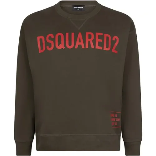 Kinder Slouch Fit Pullover in Armee Grün - Dsquared2 - Modalova