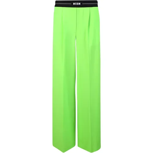 High Waist Lime Wool Trousers , female, Sizes: 2XS - Msgm - Modalova