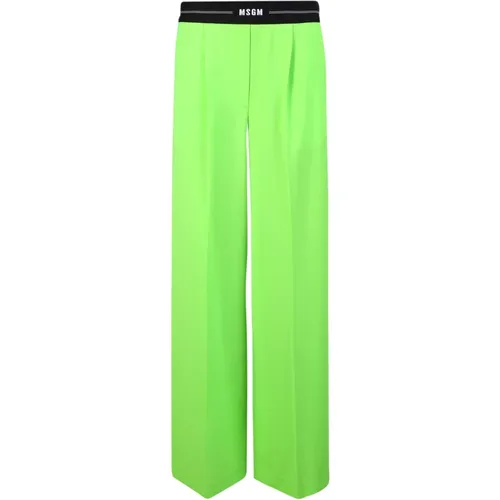 High Waist Lime Wool Trousers , female, Sizes: 2XS, XS - Msgm - Modalova