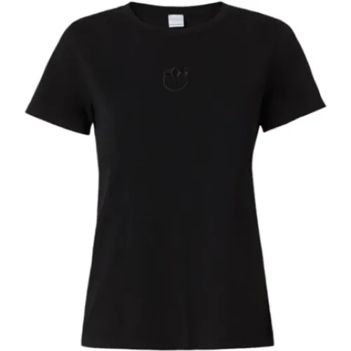 Kurzarm T-Shirt für Männer , Damen, Größe: L - pinko - Modalova