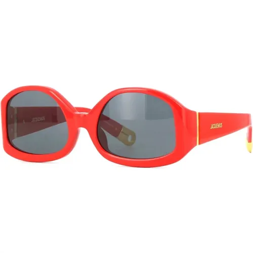 Rote Glossy Sonnenbrille mit Grauen Gläsern - Jacquemus - Modalova