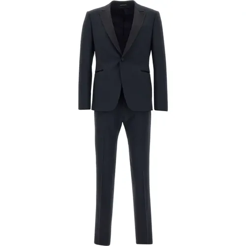 Navy Wool Formal Suit , male, Sizes: 2XL - Emporio Armani - Modalova