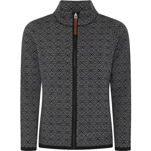 Schwarzer Cardigan mit Reißverschluss und Stehkragen , Damen, Größe: XL - Skovhuus - Modalova