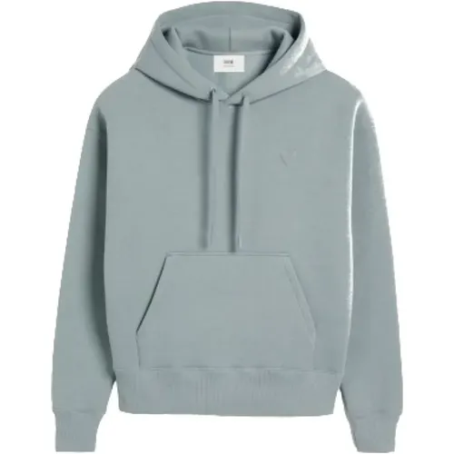 Herz Hoodie - Blaue Tonerde , Herren, Größe: S - Ami Paris - Modalova