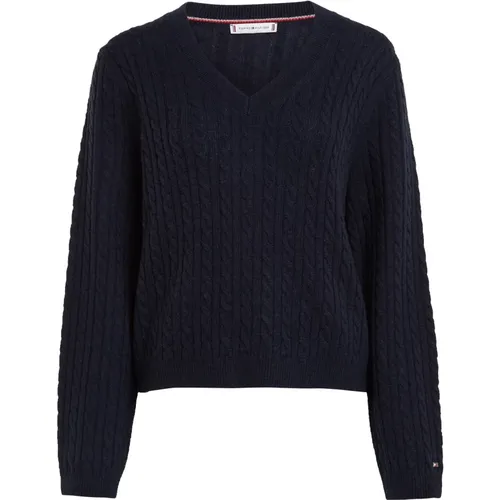 Dark Sweaters , female, Sizes: L, S - Tommy Hilfiger - Modalova