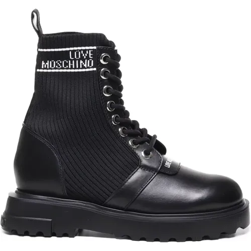 Schwarze Stiefel mit Baumwollmischung - Love Moschino - Modalova
