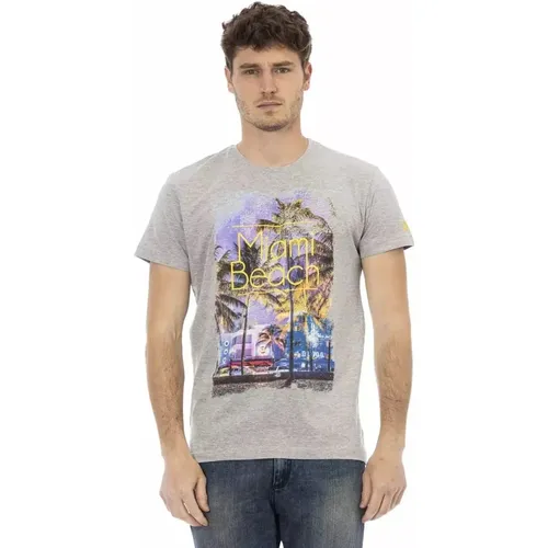 Stylish Grey Casual T-Shirt with Simple Print , male, Sizes: 2XL, S, L, M, 3XL, XL - Trussardi - Modalova