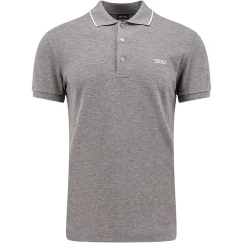 Graues Baumwoll-Poloshirt , Herren, Größe: S - Ermenegildo Zegna - Modalova