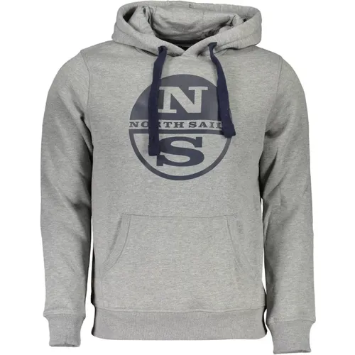 Grauer Sweatshirt mit Langen Ärmeln und Logo , Herren, Größe: 2XL - North Sails - Modalova