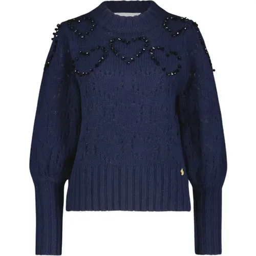 Navy Diana Beaded Knit Sweater , female, Sizes: XS - Fabienne Chapot - Modalova