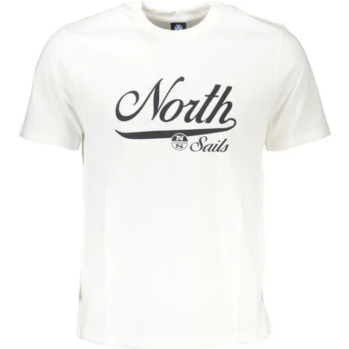 Druck Logo Rundhals T-Shirt , Herren, Größe: M - North Sails - Modalova