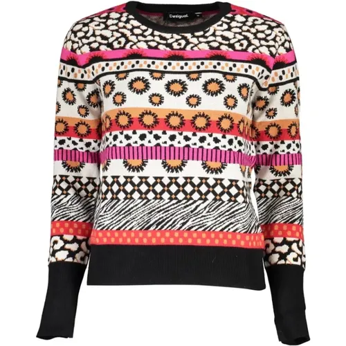 Schicker rosa Kontrast Rundhals Pullover - Desigual - Modalova