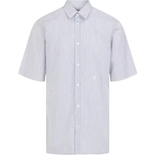 Weiße Baumwollhemd mit Blauen Streifen , Herren, Größe: L - Maison Margiela - Modalova