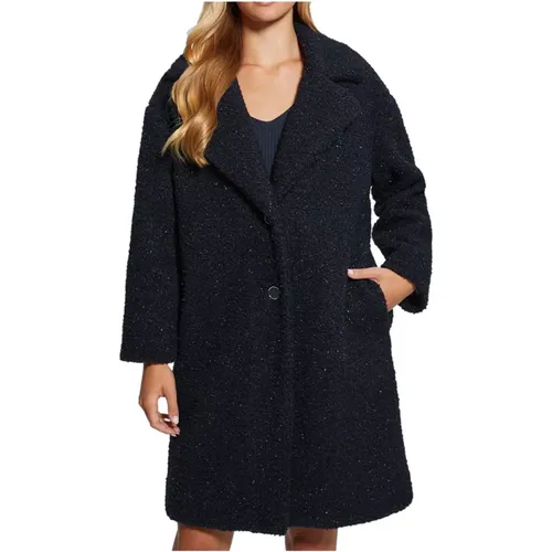 Dunkelblauer Lurex Mantel Berenice , Damen, Größe: L - Guess - Modalova