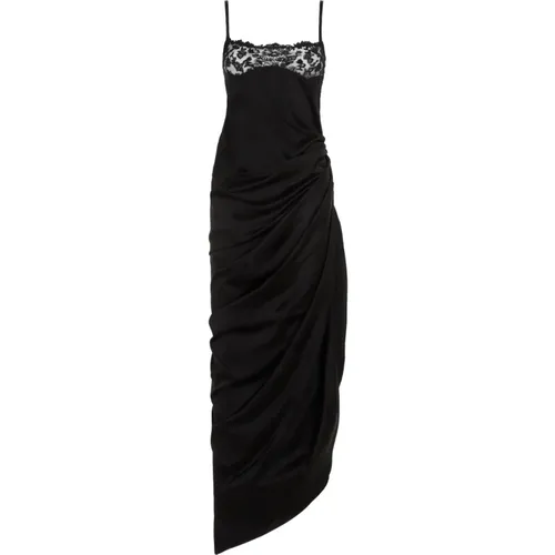 Schwarzes Langes Kleid mit Spitzen-Details - Jacquemus - Modalova