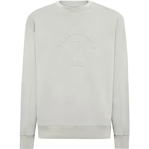 B Crew Neck Sweatshirt Aus Baumwollmischung , Herren, Größe: M - Boggi Milano - Modalova