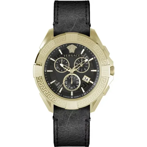 Chrono Sporty Chronograph Uhr Schwarz Gold - Versace - Modalova
