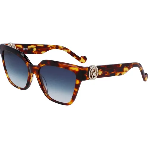 Blonde Tortoise/Blue Shaded Sunglasses Lj768Sr , female, Sizes: 56 MM - Liu Jo - Modalova