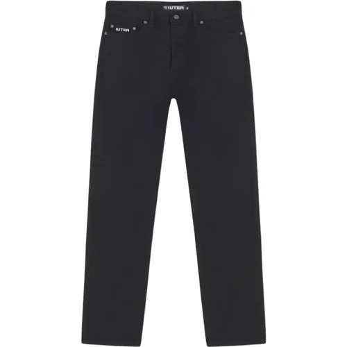 Klassische Schwarze Straight Fit Denim Jeans , Herren, Größe: W32 - Iuter - Modalova