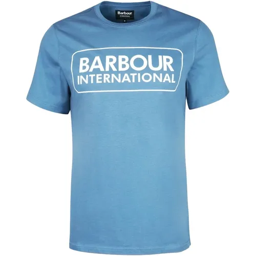 Großes Logo T-Shirt Blauer Horizont , Herren, Größe: L - Barbour - Modalova