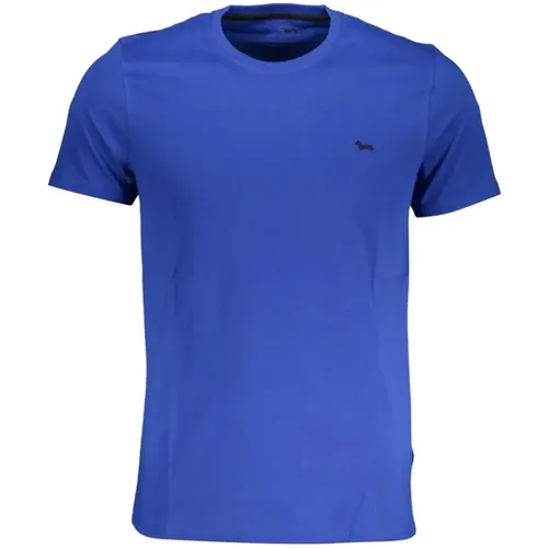 Blau Baumwolle Besticktes Logo T-Shirt , Herren, Größe: M - Harmont & Blaine - Modalova