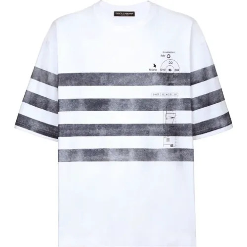 Striped Cotton T-Shirt , male, Sizes: S, L - Dolce & Gabbana - Modalova