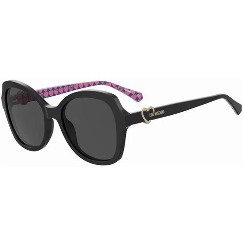 Stilvolle Sonnenbrille in Schwarz und Grau , Damen, Größe: 55 MM - Moschino - Modalova