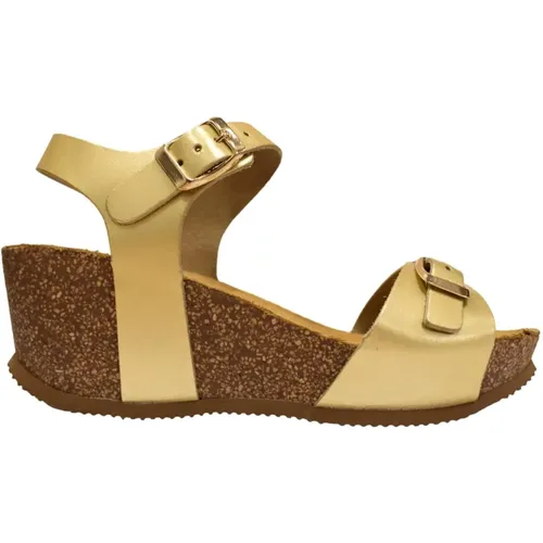 Goldene Sandale mit Schnalle und Keilabsatz - Bella Moda - Modalova