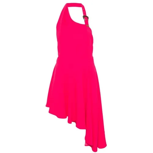 Fuchsia One-Shoulder Asymmetric Mini Dress , female, Sizes: S, XS - Versace Jeans Couture - Modalova