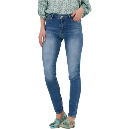 Weiche Baumwoll-Skinny-Jeans Blau - Summum Woman - Modalova