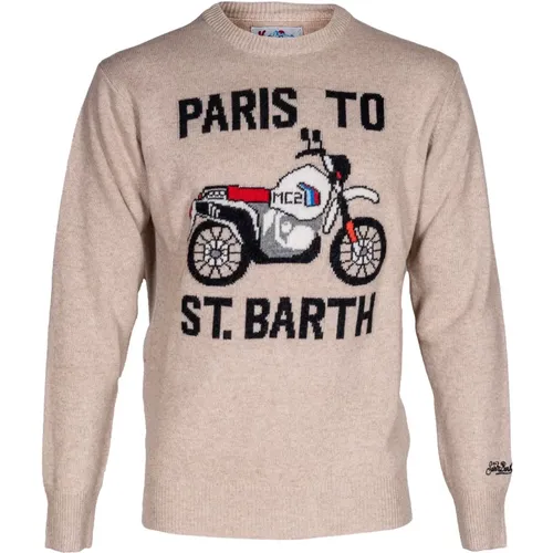 Men's Sweater. Crew Neck, Regular Fit. Wool. Italian Made , male, Sizes: M, 2XL, S, XL - MC2 Saint Barth - Modalova