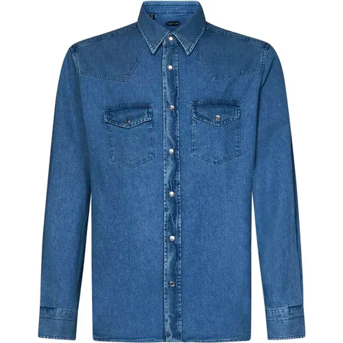 Blaues Hemd mit Druckknöpfen,Denim Shirts - Tom Ford - Modalova
