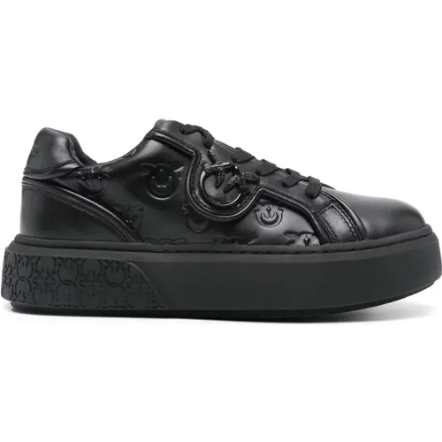 Schwarze Ledersneakers für Frauen , Damen, Größe: 40 EU - pinko - Modalova