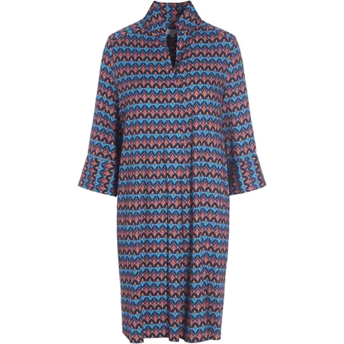 Kimono-inspiriertes Hemdkleid mit geometrischem Druck , Damen, Größe: S - Dea Kudibal - Modalova