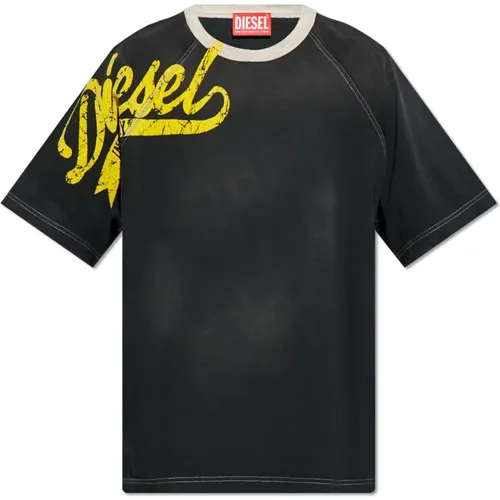 T-Roxt-Slits T-Shirt mit Logo , Herren, Größe: L - Diesel - Modalova