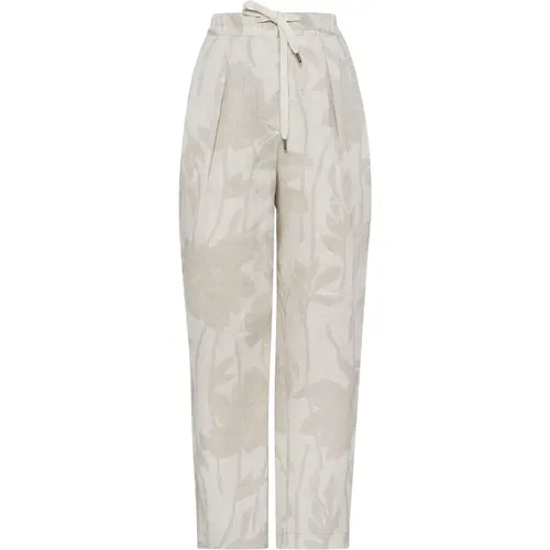 High-waisted linen pants , female, Sizes: S, 2XS - BRUNELLO CUCINELLI - Modalova