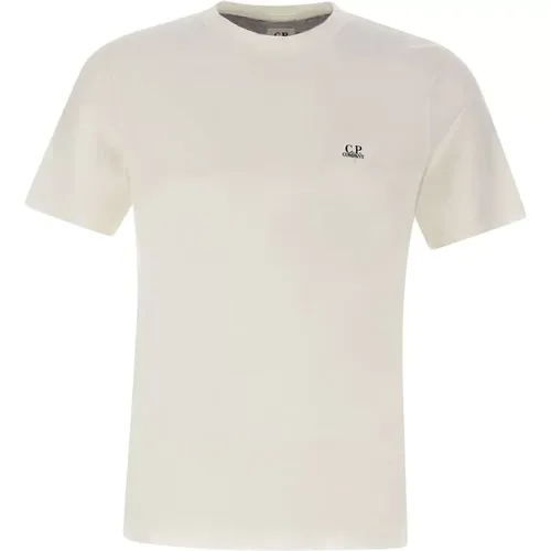 Herren Weißes Baumwoll-Logo T-Shirt - C.P. Company - Modalova