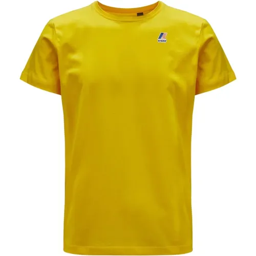 Jersey Baumwoll T-shirt mit Bedrucktem Logo , Herren, Größe: L - K-way - Modalova