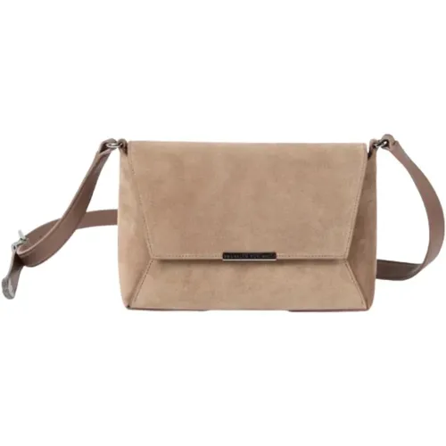 Beige Leather Crossbody Bag with Foldover Top , female, Sizes: ONE SIZE - BRUNELLO CUCINELLI - Modalova