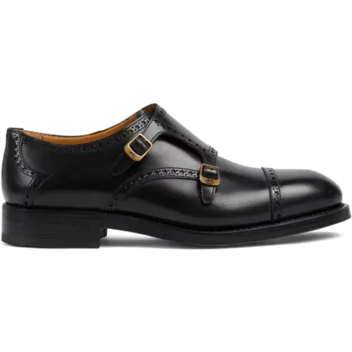 Decorative-stitching almond-toe monk shoes , male, Sizes: 8 1/2 UK, 9 UK - Gucci - Modalova