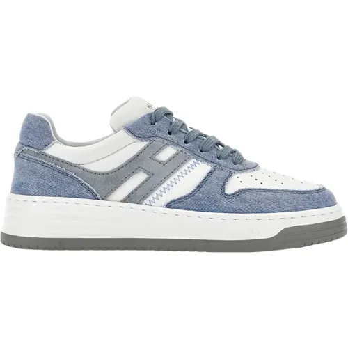 White leather and denim sneakers , female, Sizes: 5 UK, 4 UK, 7 UK, 3 UK, 4 1/2 UK - Hogan - Modalova